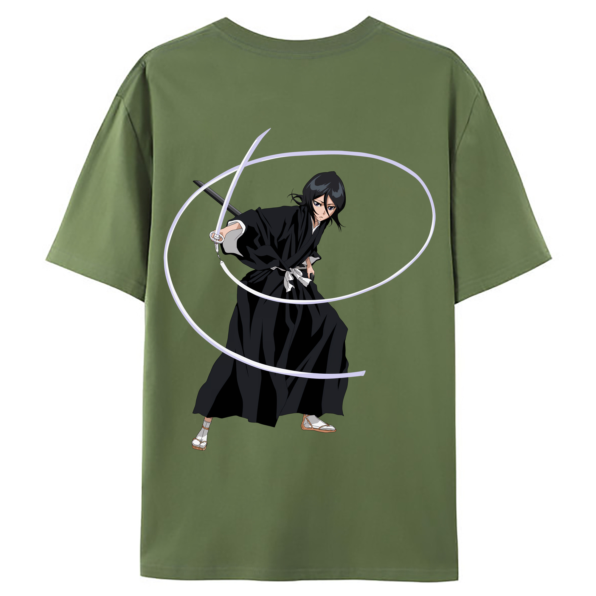 （画像用） ブリーチ 朽木ルキア BLEACH Kuchiki Rukia 綿100％ メンズ半袖Tシャツ（バックプリント） 通気性